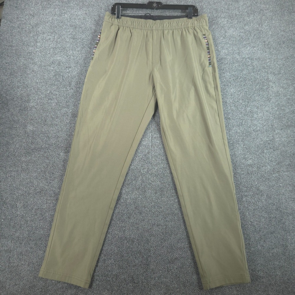 Wowie Mens Pants  Large Olive Green Drawstring Aztec Pockets